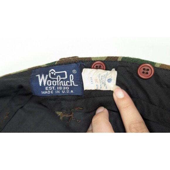 Woolrich Frog Camo Pants Size 36x25 Hemmed Wool Camouflage Hunting Made in USA - Picture 3 of 10